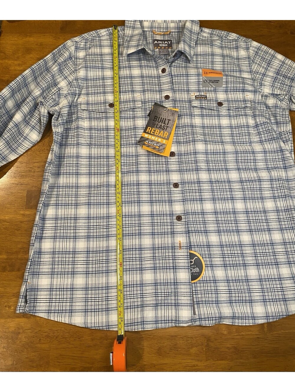 Ariat Women's Rebar Blue Plaid Long Sleeve Button-Up Work Shirt XL New with Tags - Picture 9 of 9